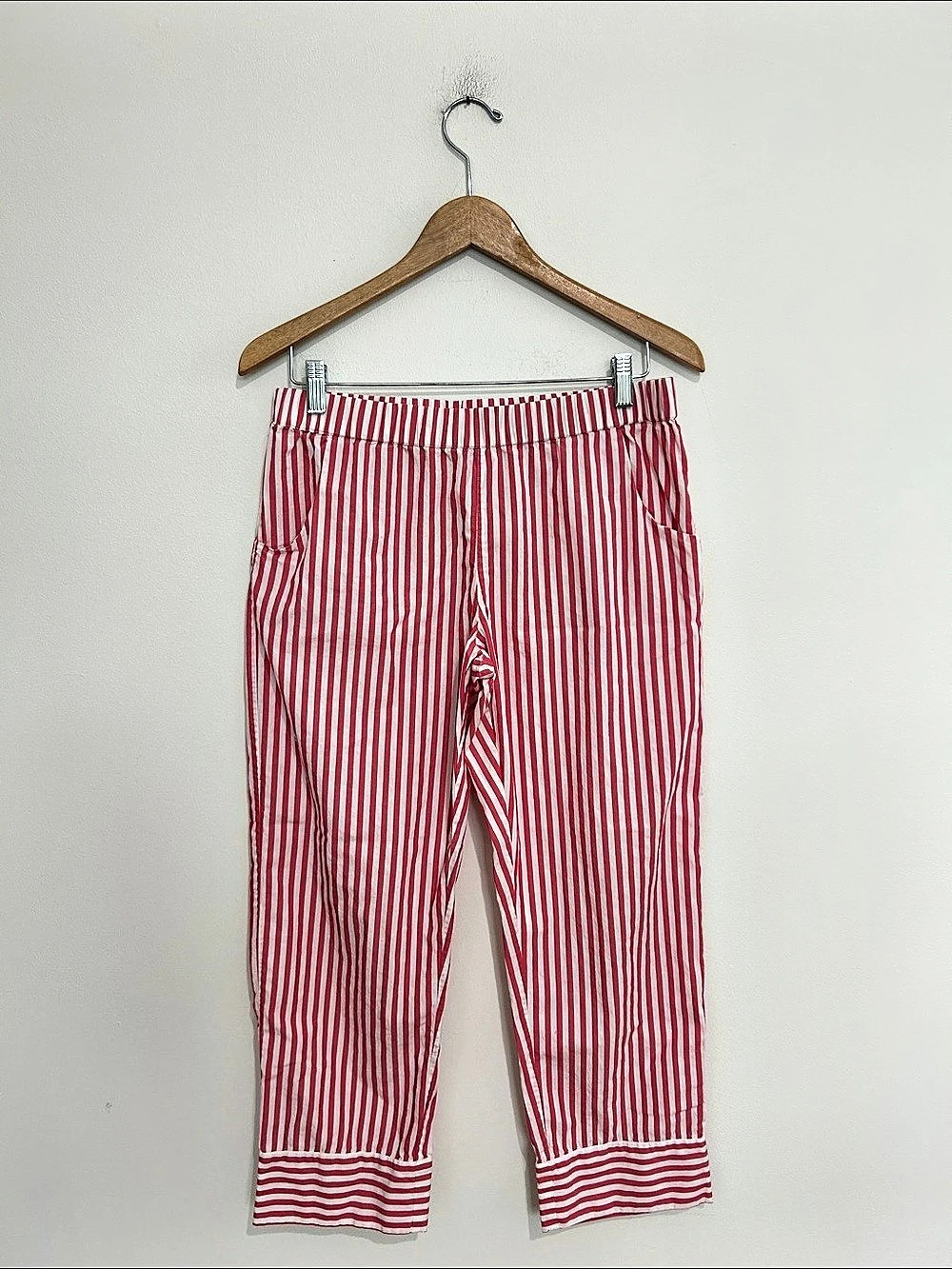 LAKE Pajamas Red Striped 100% Cotton Pants Size Small EUC